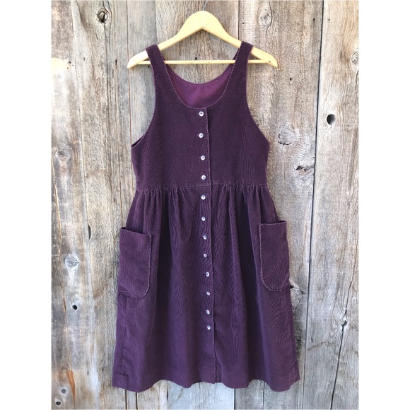 Vintage Dresses & Skirts - VTG 70s-80s Handmade Purple Corduroy Jumper Dress, Small
